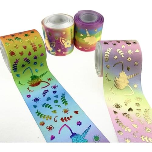 75 mm foil unicorn ribbon 3 inch ribbon holographic ribbon
