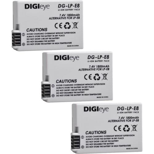 2Pcs 1800mAh LP-E8 LPE8 LP E8 Battery for Canon Rebel T3i T2i T4i T5i EOS 600D 550D 650D 700D Kiss X5 X4 X6 Cameras