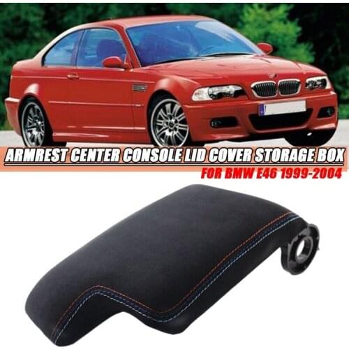 Black Suede Armrest Box Center Console Lid Cover Storage Box for BMW E46 3 Series 1999-2004