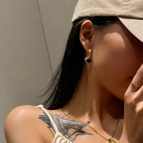 2021 Dasein New Safety Pin Luxury Zircon Gold Heart Africa Custom Bamboo Neck Itl Earrings With Logo Customized For Party
