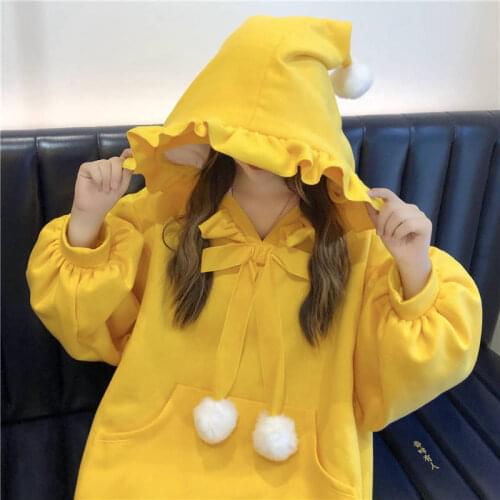 Deeptown Kawaii Sweatshirt Women Winter Plus Velvet Fashion Hoodies Women Long Sleeve Cute Pullover Plus Size Warm Loose Hoodies