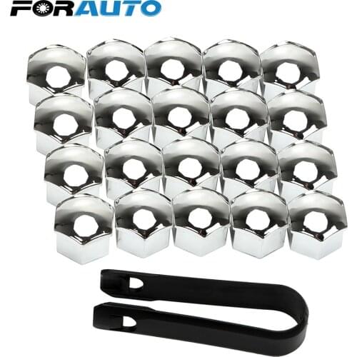 FORAUTO 20Pcs 17mm Car Wheel Nut Caps Bolt Rims Special Socket Protection Auto Hub Screw Cover Exterior Decoration Black/Silver