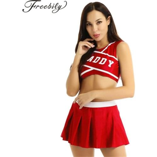 Cheerleading Uniform Women Game Sports Cheerleader Uniforms Set Sleeveless Cropped Tops + Mini Skirt Cheerlead Costume Teamwear