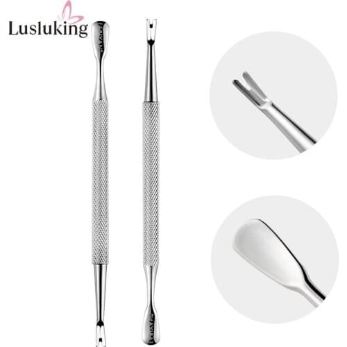 Stainless Steel Cuticle Pusher Remover Spoon Trimmer Metal Double Sided Finger Dead Skin Push Nail Art Manicure Pedicure Tool