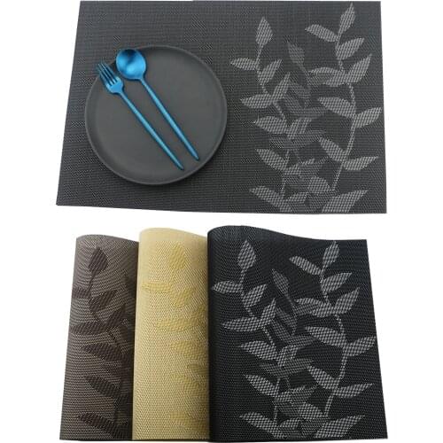 JANKNG 6Pcs PVC Table Mats Non-slip Waterproof Placemats Leaf Flower Tree Table Decorative Mats Kitchen Accessories