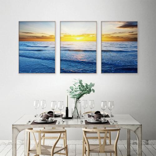 Sunrise Natural Blue Sea Landscape Posters and Prints Canvas Painting Scandinavian Wall Art Picture for Living Room Home Decor