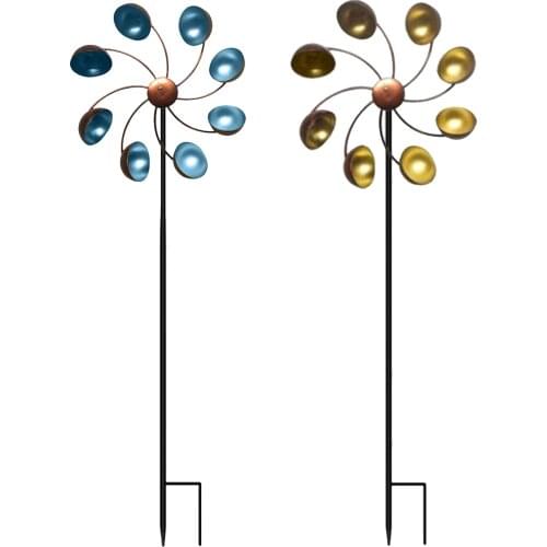 66cm Metal Windmill Garden Decor Wind Spinner Crafts Wind Sculptures Stake Patio Ornament