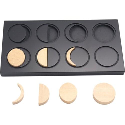Montessori Science Toy 8 Moon Phases Changes Moon Figures Puzzle Wooden Baby Educational Astronomical cognition toys for kids