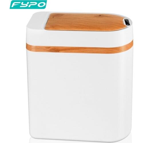 10L Smart Sensor Trash Can Imitation Wood Touch Free Automatic Sensor kitchen Trash Bin Bathroom Trash Can