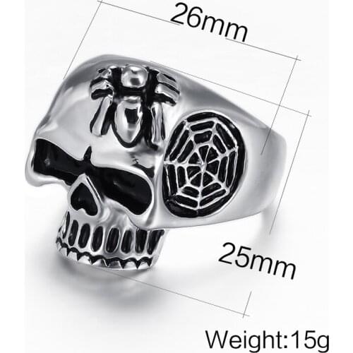 2019 Anillos new fashion arrival Mens Stainless Steel Rings Finger ring Punk Ghost Skulls Spider Rings top quality retro style