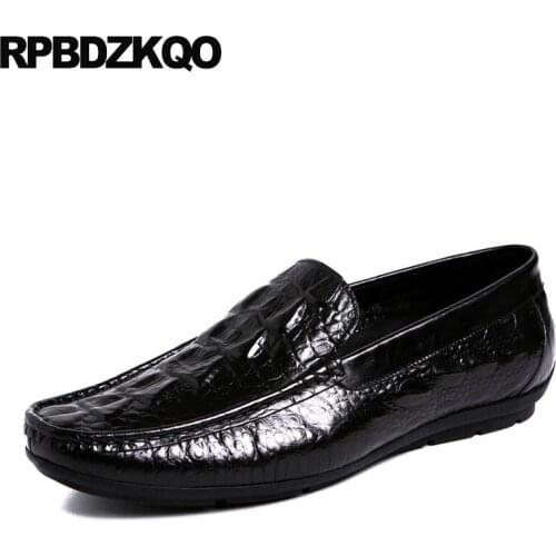Genuine Leather Driving Brand Luxury Crocodile Shoes Python Moccasins British Style Alligator Spring Black Real Men Loafers