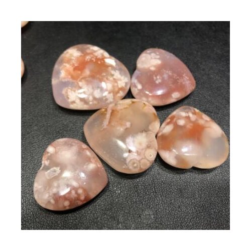 Natural good quality pink flower agate heart shape quartz crystal cherry blossom agate heart pendantshealing stones
