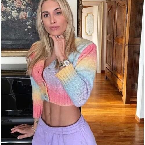 Xikom 2021 New Summer Women Vintage Sweater Print Girl Sweet Cute Loose ​Knitted Cardigan Female Fashion V Neck Top