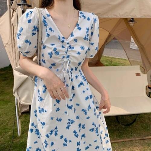 2021 New Summer Large French Retro Dress Female Fat Sister Mm THIN Floral Dress