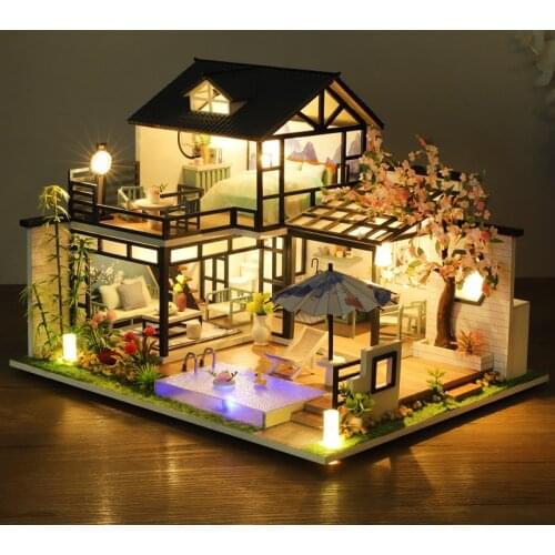 New DIY Doll House Mini Wooden Furniture House Chinese Mini Building Accessories Toys House Children Christmas Gift For Children