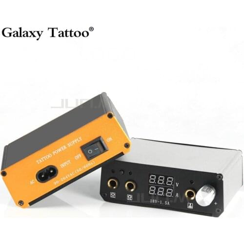 New Professional Mini Tattoo Power Dual Power Supply Golden/Black with Power Adaptor for Coil & Rotary Tattoo Machines