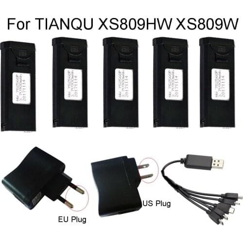 Original 3.7V 900mAh lipo Battery with charger 5in1 cable for VISUO XS809HW XS809W/xs809 RC Quadcopter Spare Parts 3.7V Battery