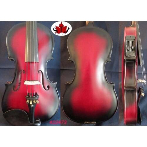 Red-black color full size electric violin +Acoustic violin good sound #22473