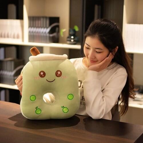 Real-Life Bubble Tea Cup Plush Nap Pillow Stuffed Food Milk Tea Soft Doll Milk Tea Cup Cushion Hand Warmer Kids Birthday Gift