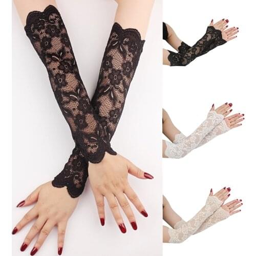 Classic Fake Sleeves Arm Sleeves Sexy Lace Gloves Summer Sunscreen Fingerless Mitten Covered Elastic Arm Protectors Wrist Sleeve