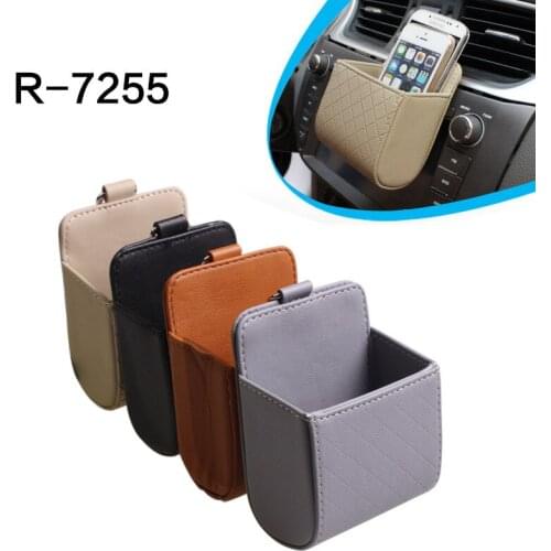 Vehicle lambskin plain air outlet bags vehicle sundries pocket mobile phone R-7255