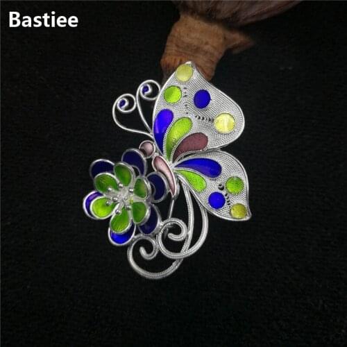 Bastiee 999 Sterling Silver Brooch Butterfly Brooches For Women Pins Cloisonne Enamel Jewelry Luxury Gift Birthday Gifts