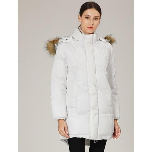 2020 New Women Long Coat Autumn Winter Warm Thicken Fur Collar Hooded Coats Parka Female Jacket Outwear White Overcoat Big Size