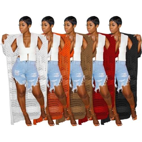 Women Wrap Coat Solid Knitting Hollow Out Lace Up Bandage Long Maxi Coat Fashion Clothing Autumn Winter 2021