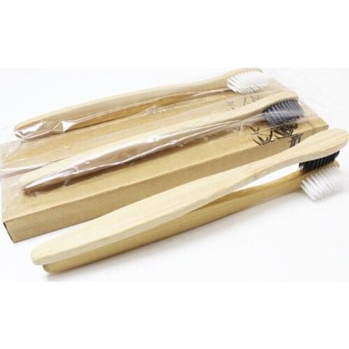 12 Pieces 100%black or white Bamboo Toothbrush Wood toothbrush Novelty Bamboo soft-bristle Capitellum Bamboo Fibre Wooden Handle