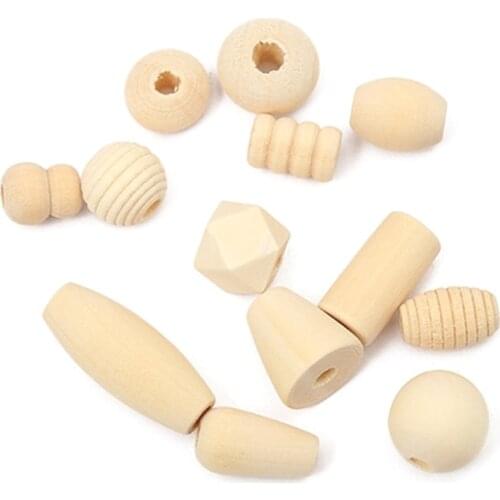100g Assorted Natural Wooden Beads Unfinished Loose Spacer Bead for Crafts Bracelet Necklace Jewelry Making DIY