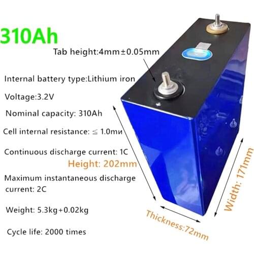 100% original CATL 3.2V 310AH BRAND NEW Lifepo4 4PCS Grade A DIY Rechargeable Battery Pack EU US Tax Free With Busbars