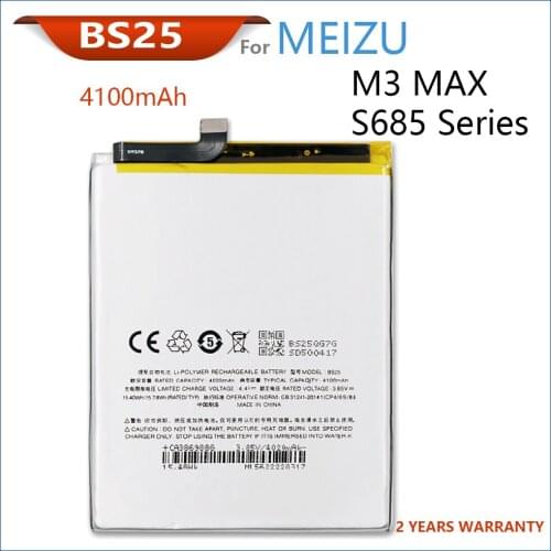 100% Genuine BS25 New Battery For Meizu M3 Max S685Q S685H 4000mAh Mobile Phone High Quality Batteries