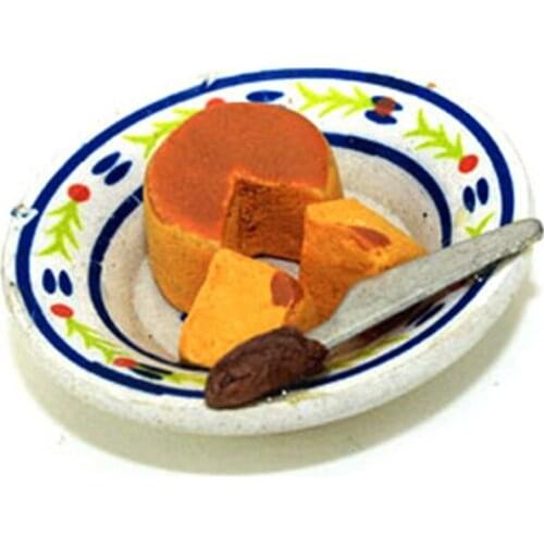 2Pcs/Set 1/12 Scale Miniature Dollhouse Pretend Food Miniature Cheese Cake Set Toys For Children Toy For Dollhouse Decor