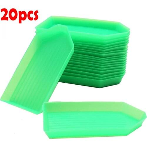 20pcs DIY Tool Rhinestone Diamond Box Small Receive Plastic Tray/ Plate For Nail Art/Mobile Beauty/Jewelry Beads Green NEW