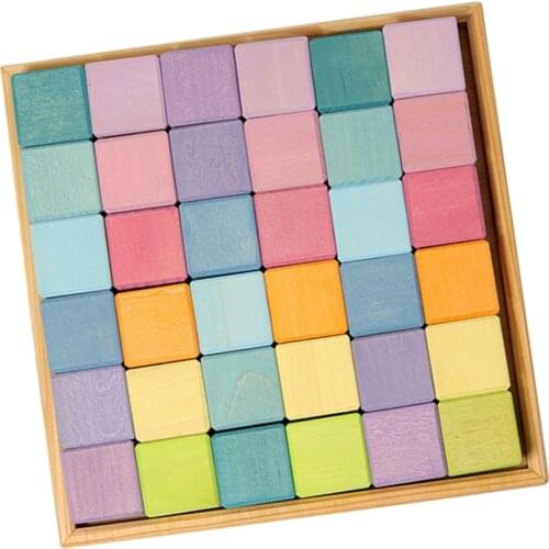 36Pcs 4cm Wooden Building Blocks Toy Game For Children Puzzle Educational Toy