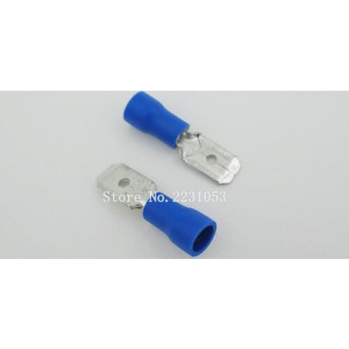 50PCS/LOT MDD2-250 MDD2.5-250 male Insulated Spade Quick Connector Terminals Crimp Terminal AWG MDD