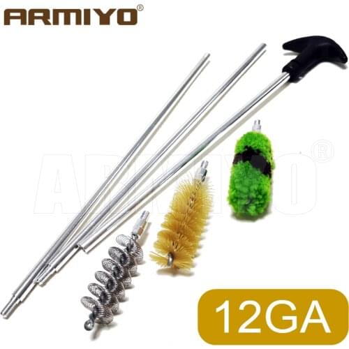 Armiyo 6pcs/set Cal: 12GA 16GA 20GA 410GA Gauge Barrel Cleaner Gun Bore Brush Aluminum Rods Cleaning Kit Hunting Accessories