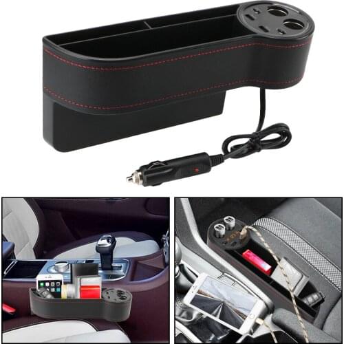 Car Seat Side Slit Pocket Car Organizer Seat Crevice Gaps Storage Box USB Charger Cigarette Lighte Car Accessories