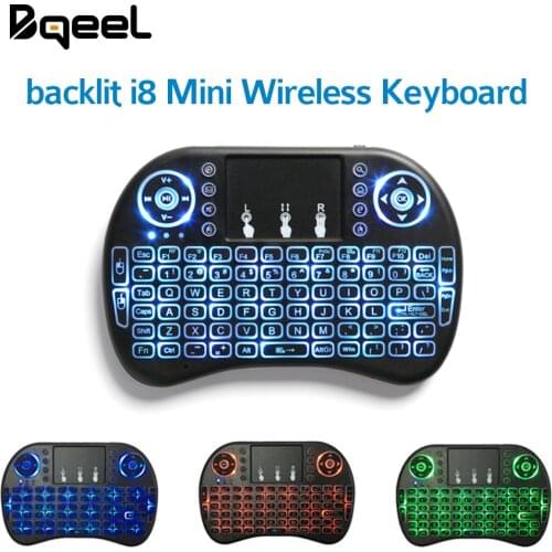 Hot Sale i8 Mini Wireless Keyboard 2.4GHz Backlit Air Mouse with Touchpad Handheld for Android TV BOX English Russian Spainish