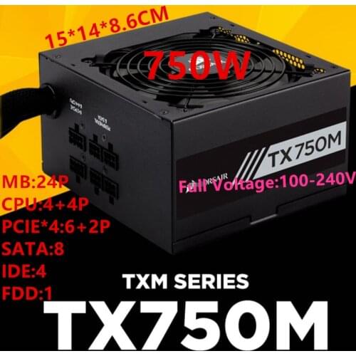 New PSU For Corsair Brand ATX Half Module 80plus Gold Silent Power Supply 750W/650W/550W Power Supply TX750M TX650M TX550M