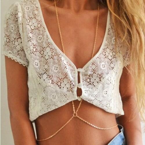 Body chain simple long necklace sexy back chain bikini waist chain girl chest chain beach vacation belly body sexy chain
