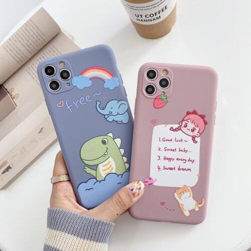 Sweet girls diary dinosaur japanese Phone Case For iPhone 12 11 Pro max Xr Xs max X 7 8 Plus 12 mini 7Plus case Cute Soft cover