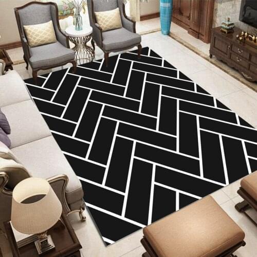 Black White Splicing Pattern Carpet For Living Room Floating Window Decoration Fashion Simple Style Non-slip Large Area Mats