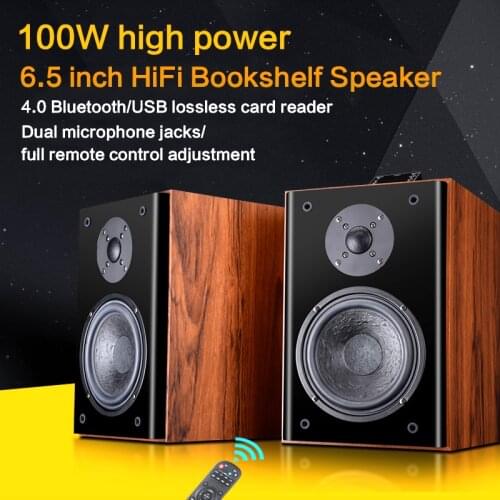 100W 6.5 Inch Home High-power Speaker Bluetooth Hifi Bookshelf Speaker DIY Computer Audio Fever K Song Audio USB Non-destructive