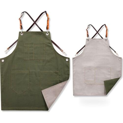 Apron Korean fashion kitchen double-sided coffee shop restaurant nail painting men and women overalls custom printing logo