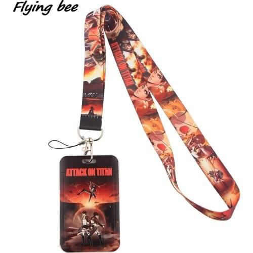 Flyingbee X1342 Anime Attacking Giants Creative Lanyard Card Holder Student Hanging Neck Lanyard Badge Subway Access Card Holder