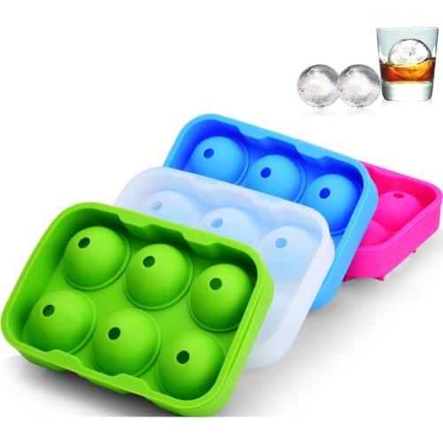 6 Hole Ice Hockey Mold Food Grade Silicone 4.5 cm Ball Ice Tray Children Ice Cream Mold Ice Manufacturing Tools Creative Dishes
