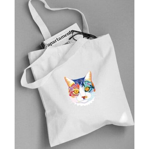Cat Color Painting Cool Creative Canvas Women Hot Female Students College Style Simple Casual Shoulder Bags Handbag Shopping