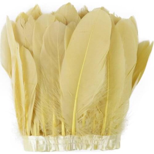 2 Yards/lot Gold Goose Feathers Trim Ribbon For Clothing Sewing 6-8 Inch Big Goose Feather Fringe Wedding Accessories Decoration