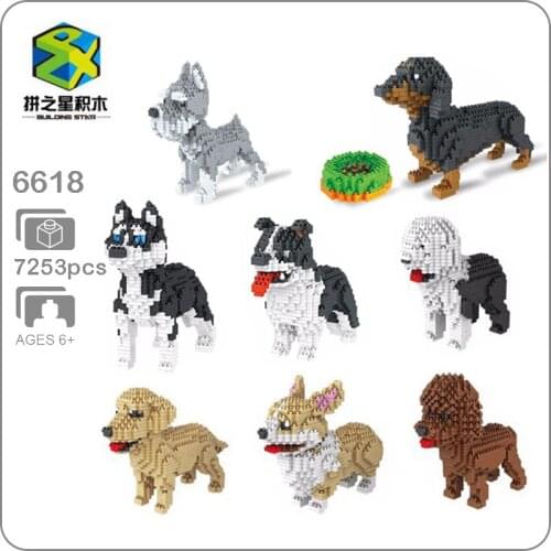HOT new DIY bricks Husky Corgi Schnauzer Dog Animal Pets DIY Mini Building Diamond brinquedos Blocks Toy Package birthday gift